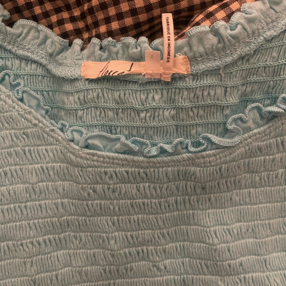 Anthropologie Sky Blue Ruffled Tank Top - Picture 3 of 6